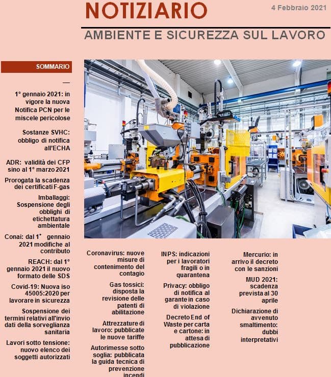 SERVIZIO DI AGGIORNAMENTO NORMATIVO MENSILE – IN OMAGGIO L’EDIZIONE DI GENNAIO 2021
