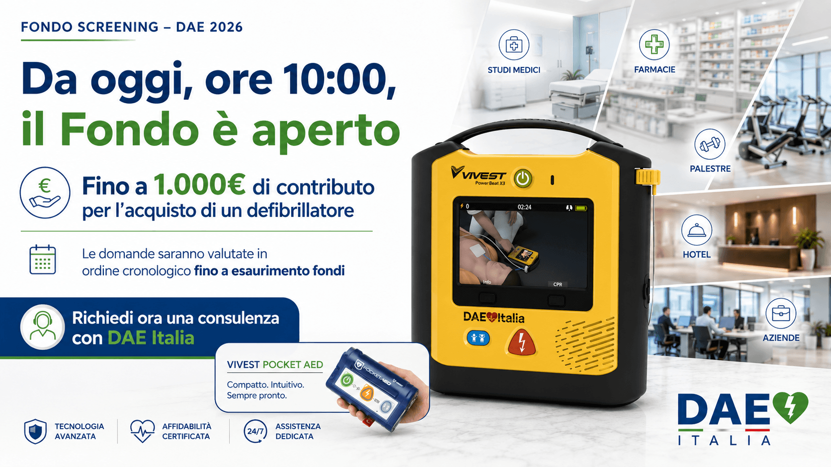 Il Ministero del Lavoro sostiene l’acquisto dei defibrillatori