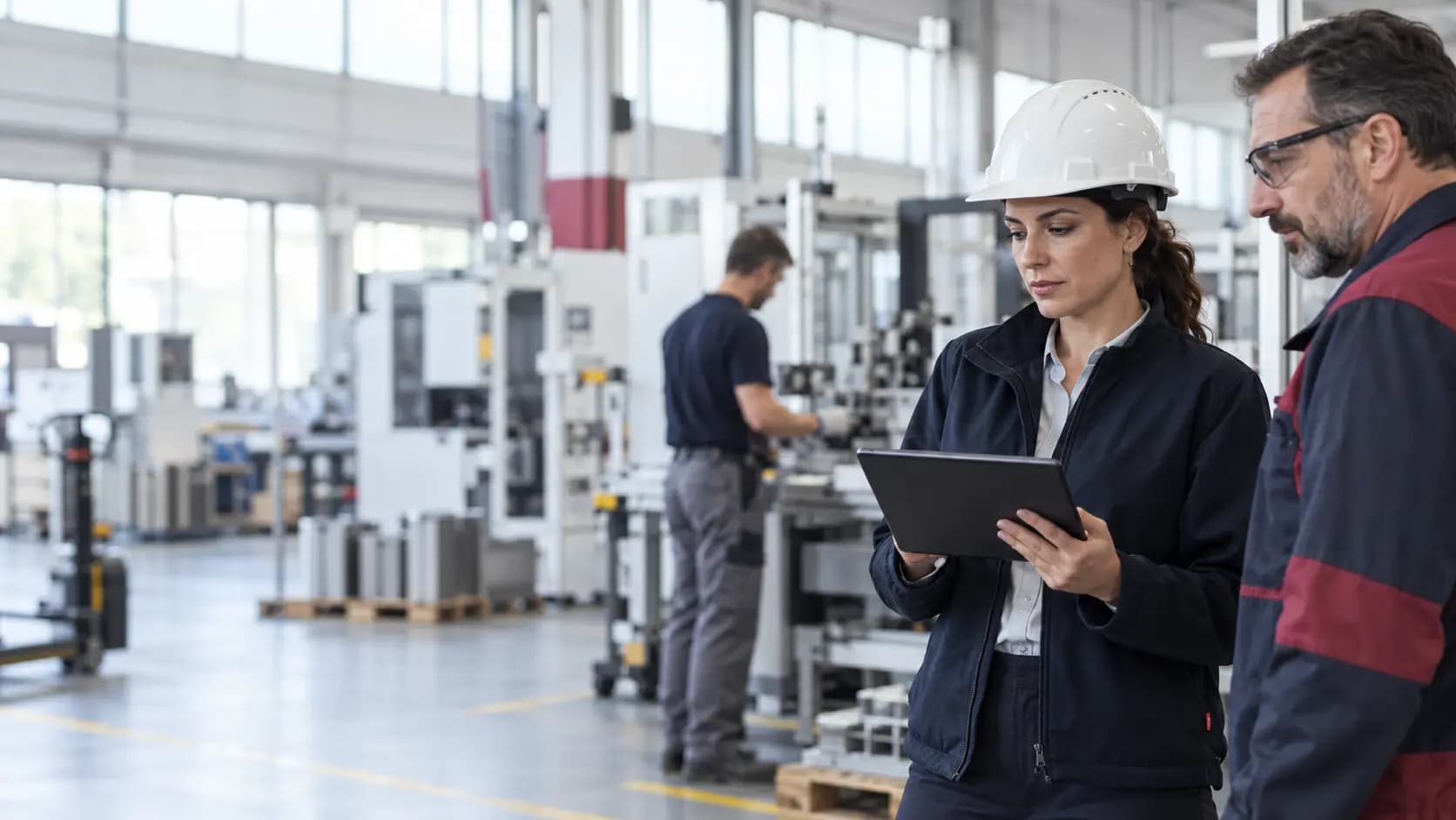 Tecnici durante una verifica per la prevenzione delle malattie professionali in azienda