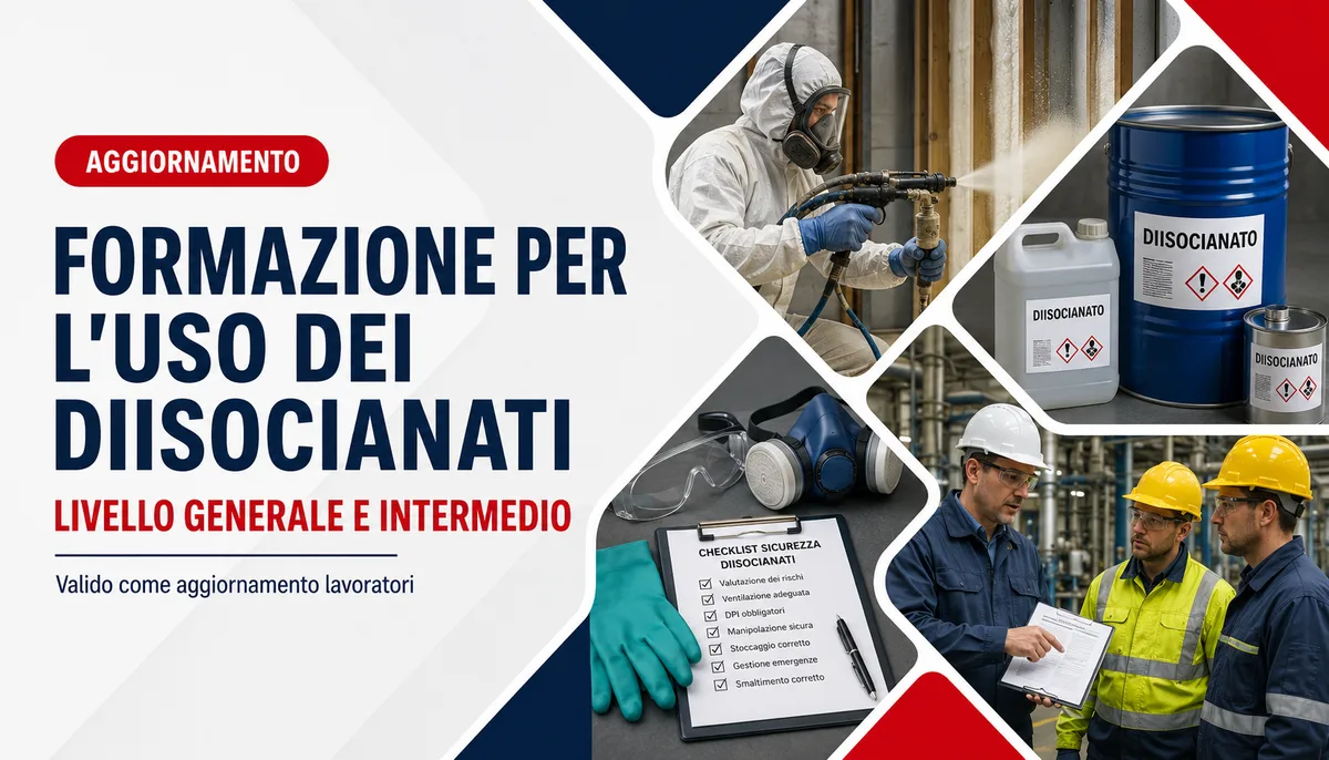 Aggiornamento formazione per l'uso dei DIISOCIANATI - Livello generale e intermedio (Valido come aggiornamento lavoratori)