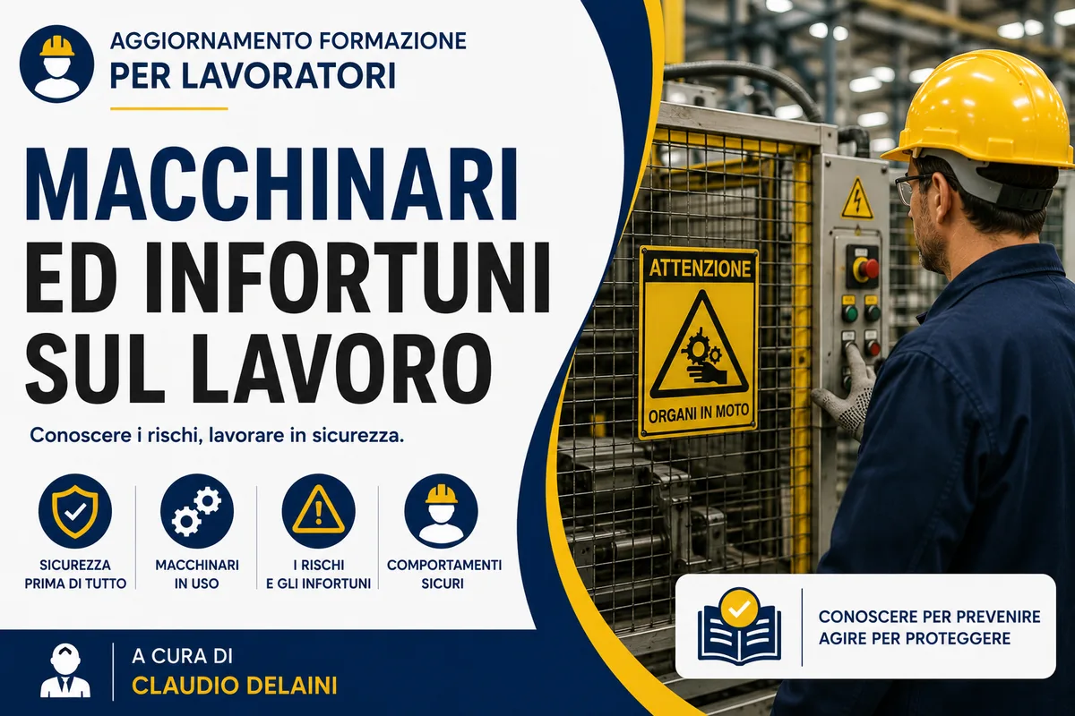 Aggiornamento formazione per lavoratori. Macchinari ed infortuni sul lavoro - A cura di Claudio Delaini.