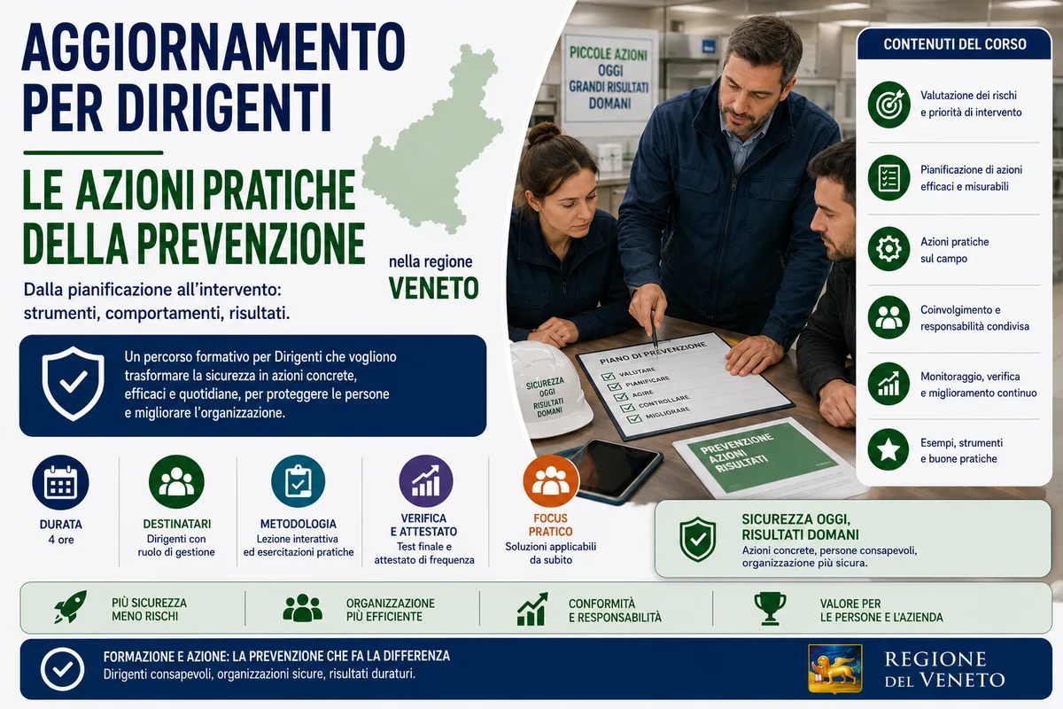 Aggiornamento formazione per dirigenti. Le azioni pratiche della prevenzione.