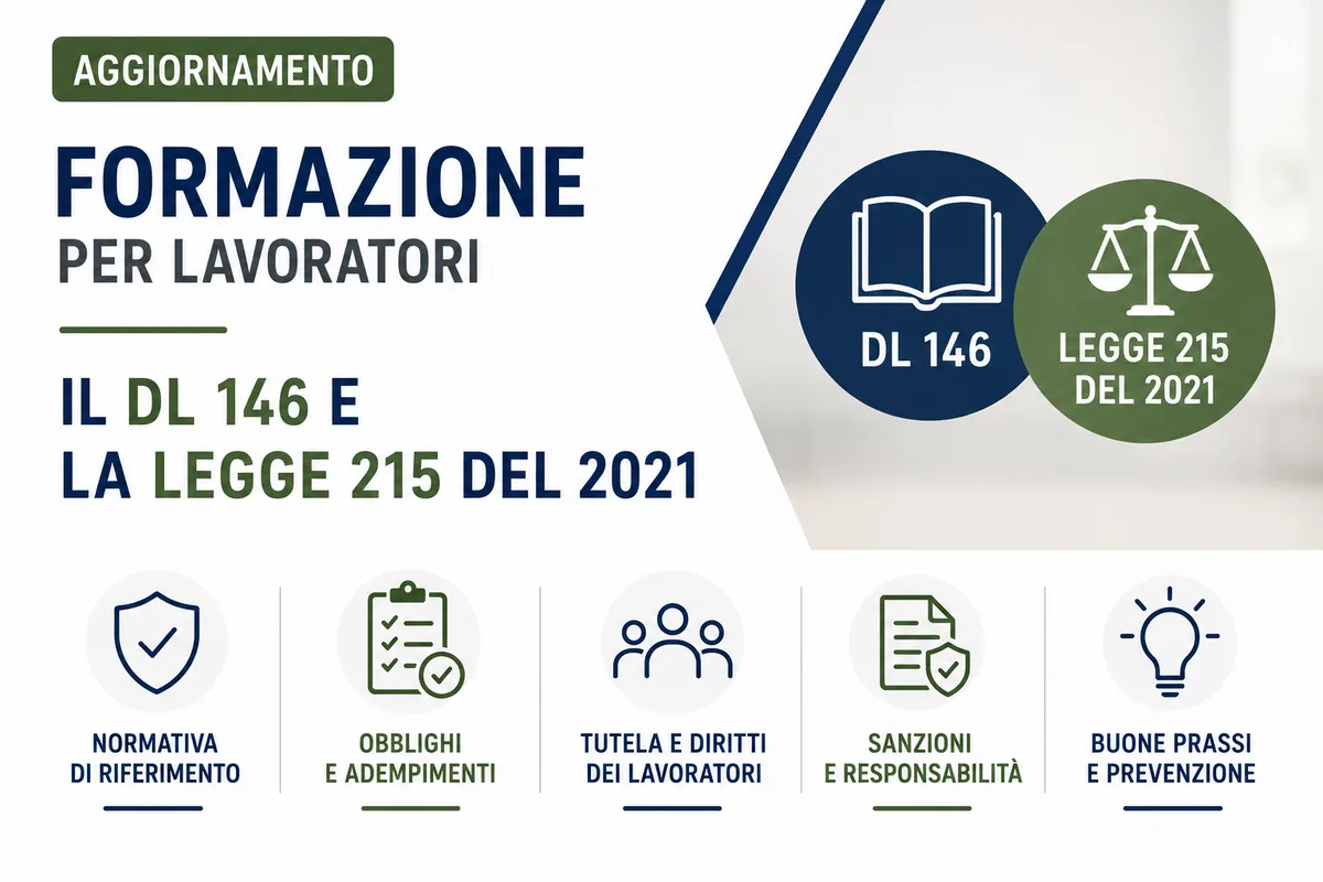 Aggiornamento formazione per lavoratori. Il DL 146 e la legge 215 del 2021