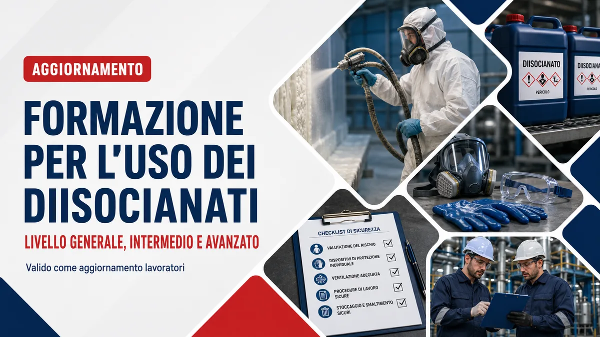 Aggiornamento formazione per l'uso dei diisocianati - Livello generale, intermedio e avanzato (Valido come aggiornamento lavoratori)