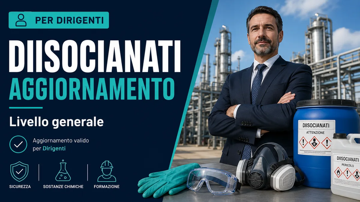 Aggiornamento formazione per l'uso dei diisocianati - Livello generale (Valido come aggiornamento dirigenti)