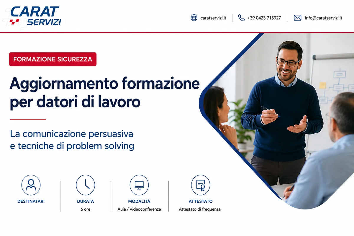 Aggiornamento formazione per datori di lavoro. La comunicazione persuasiva e tecniche di problem solving