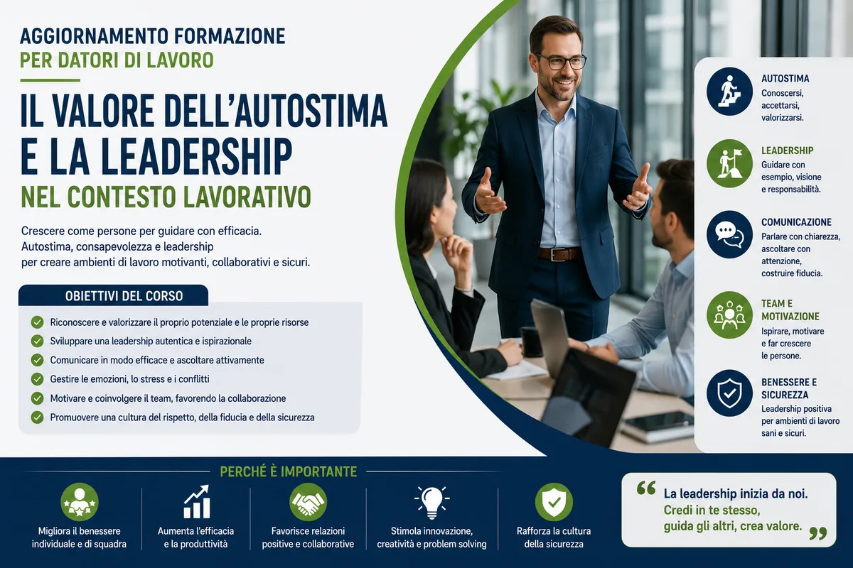 Aggiornamento formazione per datori di lavoro. Il valore dell'autostima e la leadership nel contesto lavorativo.
