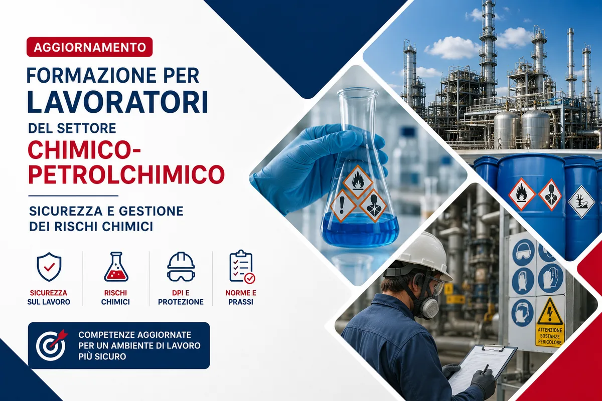 Aggiornamento formazione per lavoratori del settore Chimico-Petrolchimico. Sicurezza e gestione dei rischi chimici.