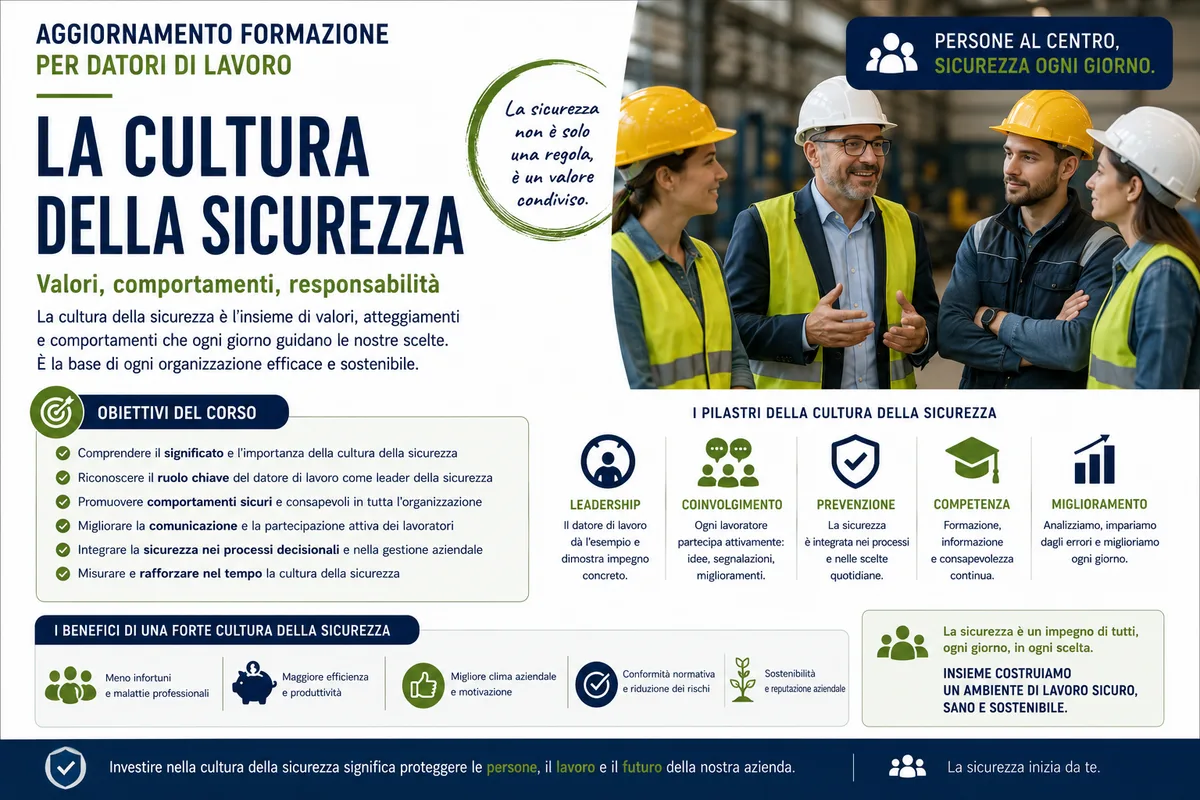 Aggiornamento formazione per datori di lavoro. La cultura della sicurezza
