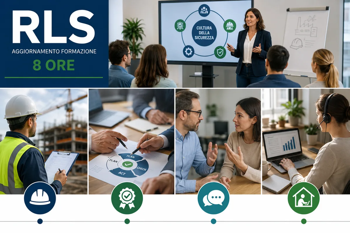 Aggiornamento formazione per RLS di 8 ore. Behavior Based Safety, gestione della qualità, comunicazione persuasiva, smart working e telelavoro