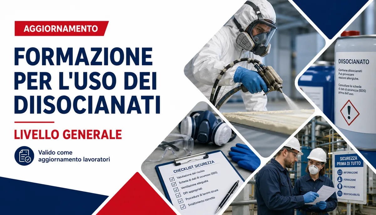 Aggiornamento formazione per l'uso dei diisocianati - Livello generale (Valido come aggiornamento lavoratori)
