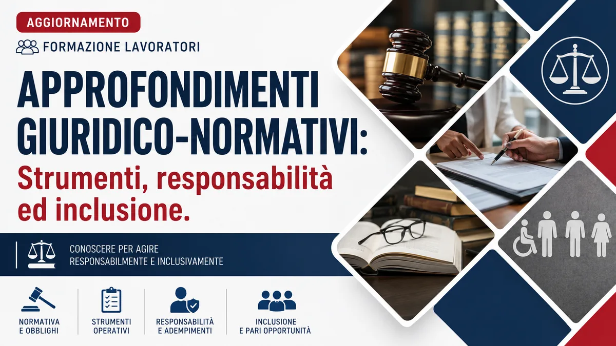 Aggiornamento formazione per lavoratori. APPROFONDIMENTI GIURIDICO-NORMATIVI: Strumenti, responsabilità ed inclusione.