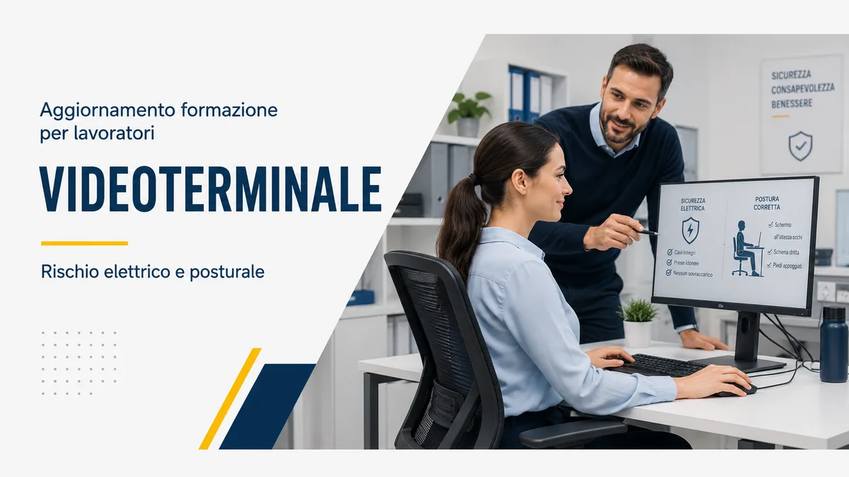 Aggiornamento formazione per lavoratori. L'uso del videoterminale, il rischio elettrico ed il rischio posturale.