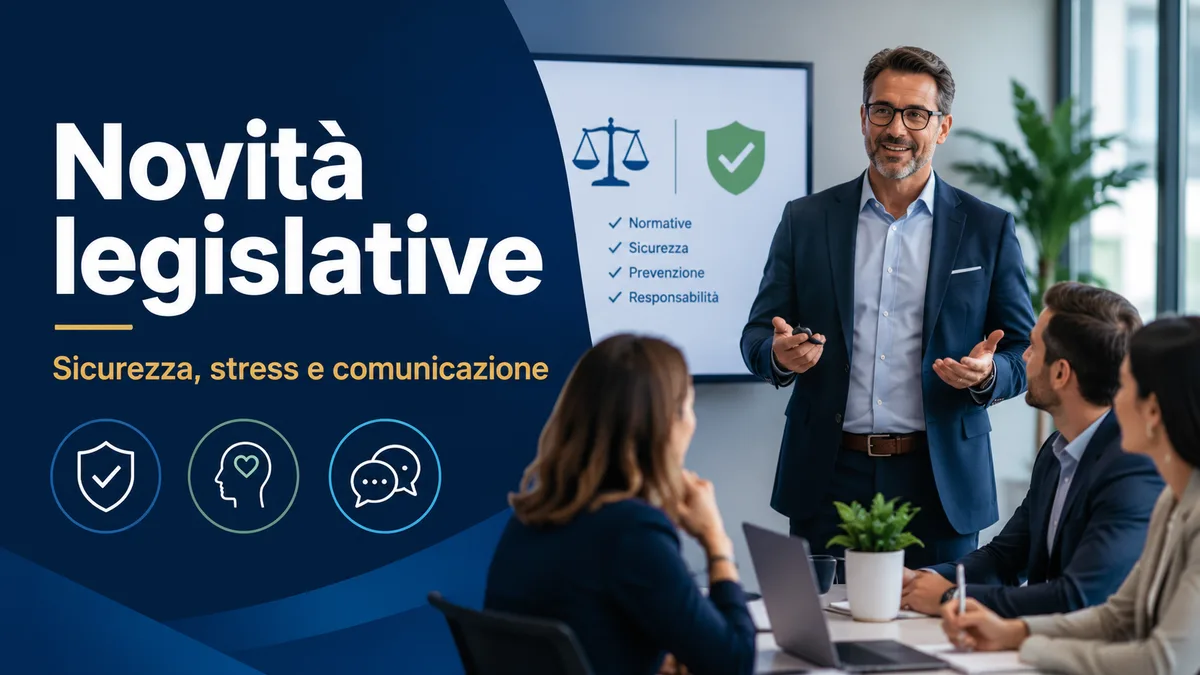 Aggiornamento formazione per dirigenti. Novità legislative in salute e sicurezza del lavoro, stress lavoro correlato, psicologia dell'infortunio, tecniche di comunicazione.