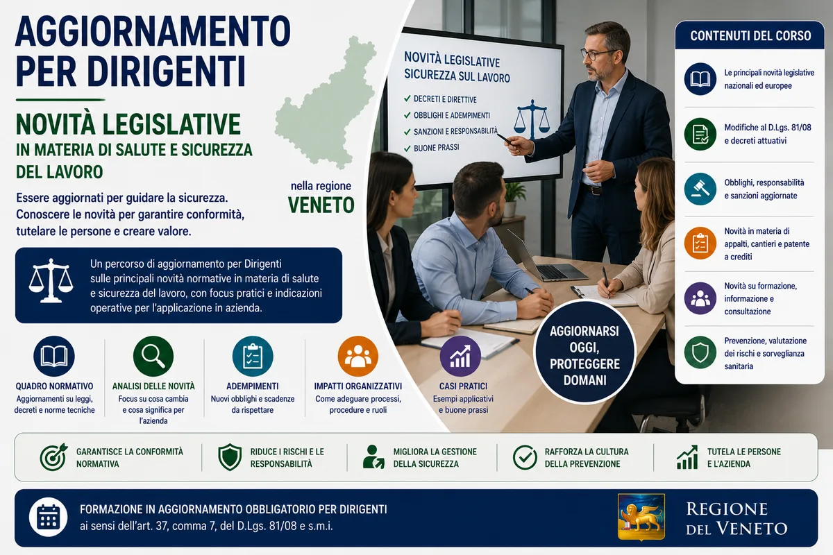 Aggiornamento formazione per dirigenti. Novità legislative in materia di salute e sicurezza del lavoro