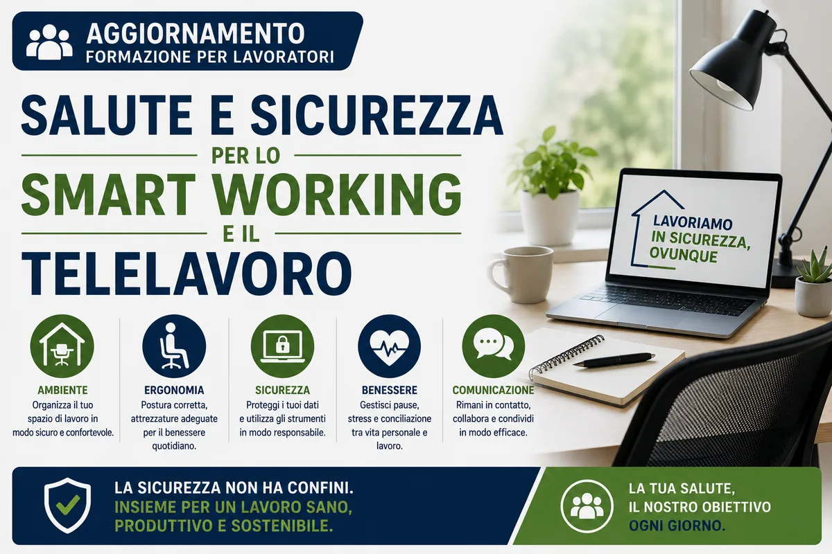 Aggiornamento formazione per lavoratori. Salute e sicurezza per lo SMART WORKING  e il Telelavoro
