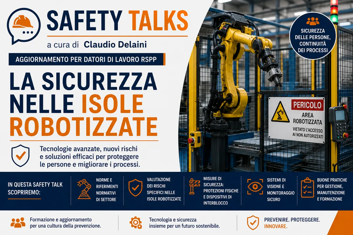 SAFETY TALKS a cura di Claudio Delaini: Aggiornamento per datori di lavoro RSPP. La sicurezza nelle isole robotizzate.